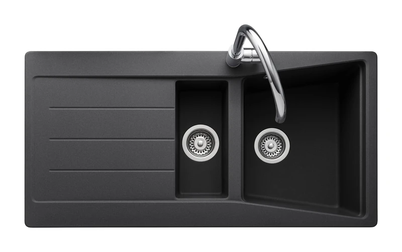 Rangemaster MIC1052AS/ MICA 1000500 1.5B ASH Black inc.Waste Sink and Tap