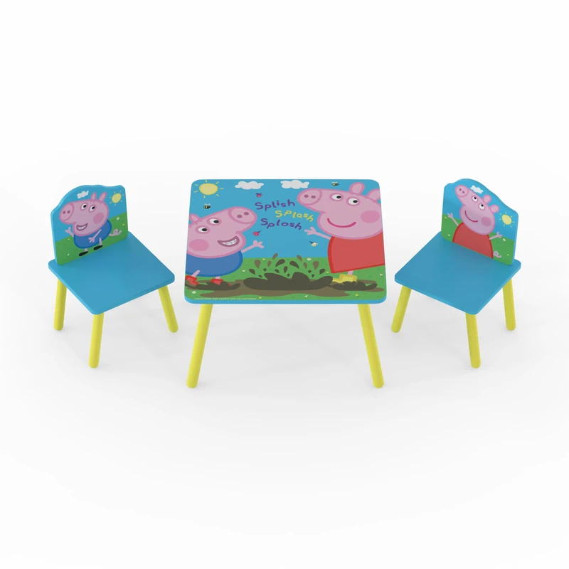 Child's Peppa Pig Table and 2 Chairs, Yellow / Blue, 18 months to 6 year olds - Image 1