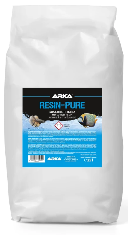Mixed bed resin aquarium – ARKA Resin-Pure 25 l – DI resin for RO systems – removes 100% TDS, silicate, nitrate & phosphate – ultra-pure water for reef & freshwater tanks – ion exchange media
