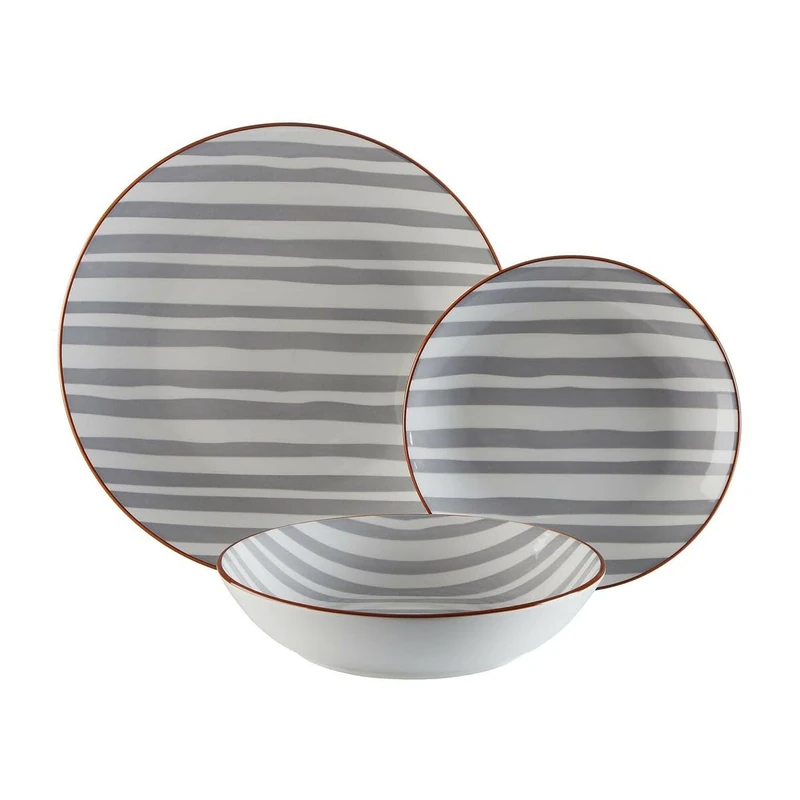 Versa Venice 18-Piece Dinnerware Set Grey Porcelain