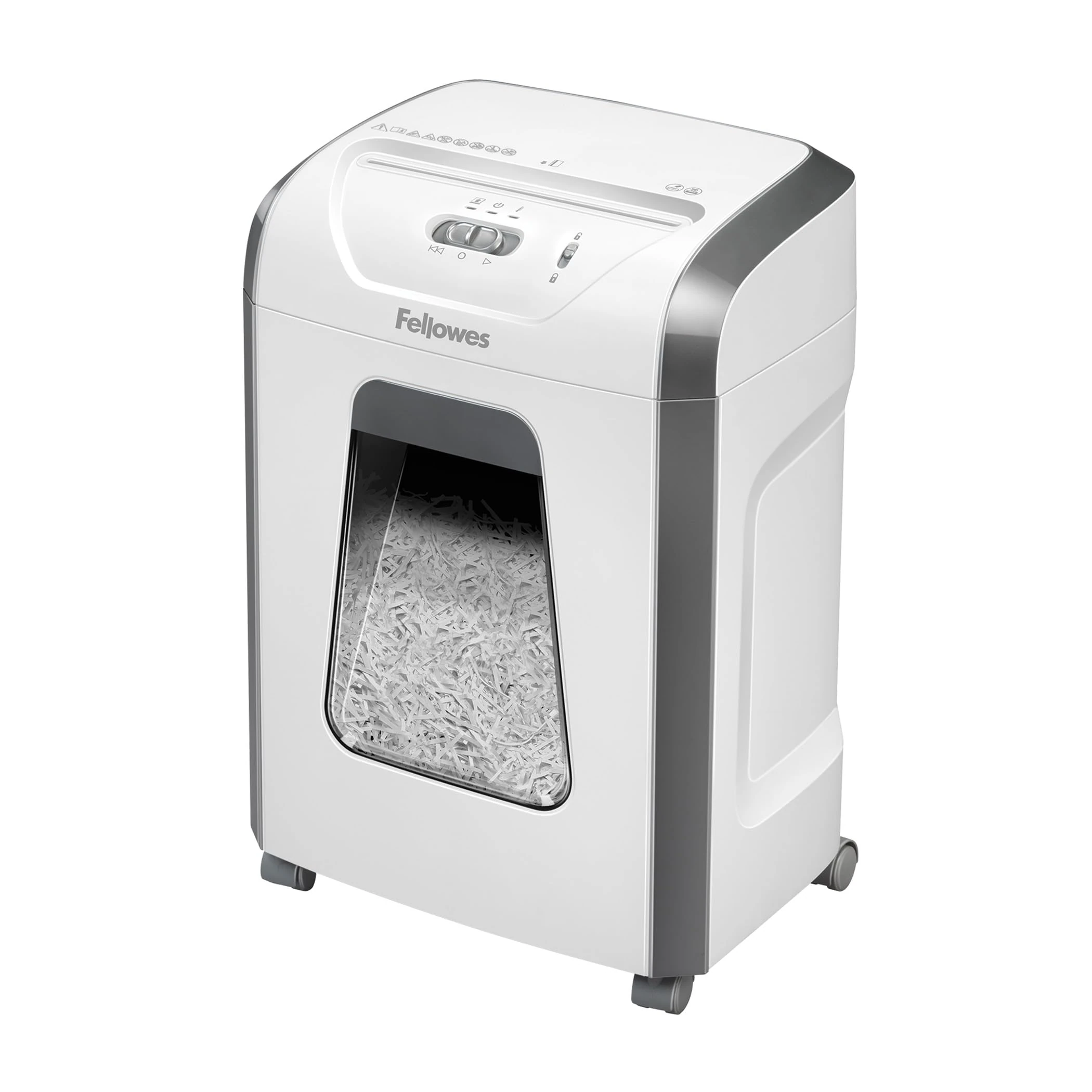 Fellowes Paper Shredder for Home Office Use - 15 Sheet Cross Cut Paper Shredder for Deskside Use - Powershred 15C Home Shredder with 19L Pull-out Bin - High Security P4 - White