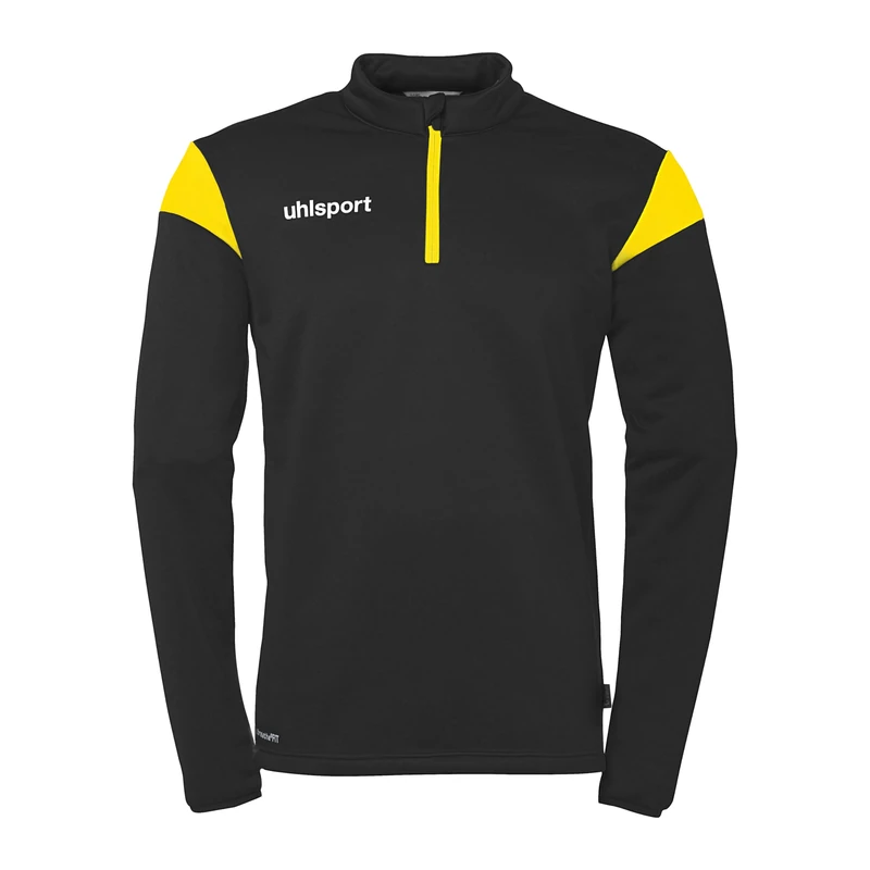 uhlsport Squad 27 1/4 Zip Top, Unisex Pullover Sweater, schwarz/limonengelb,