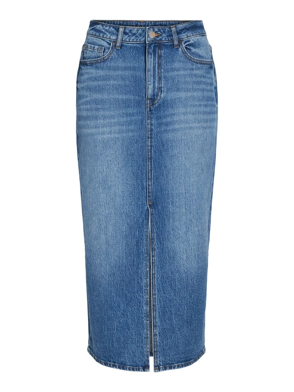 Vila Women's Vijaf Hw Midi Denim Skirt-Noos Denim Skirt, Medium Blue (Medium Blue Denim), 14