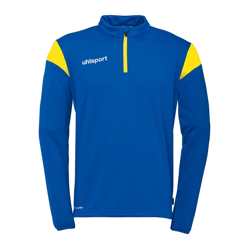 uhlsport Squad 27 1/4 Zip Top, Unisex Pullover Sweater, azurblau/limonengelb,
