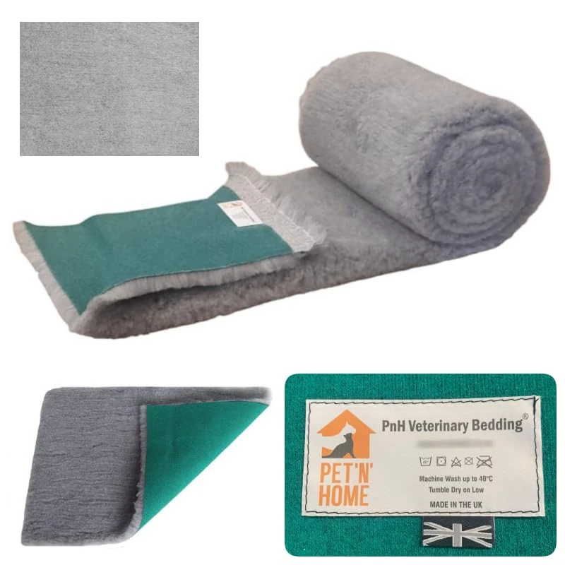 PnH Veterinary Bedding® GREY Vet Bedding, Whelping Fleece - Puppy/Dog/Pet Bed (200cm x 100cm)