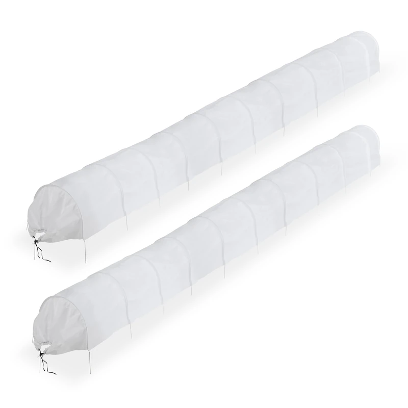 Relaxdays Plant Tunnel, 2X Set, 7 m Long, Protection Against Pests, Flower Beds, Fine-mesh Anti-Bird Net, Fleece, White, 53 x 50 x 700 cm