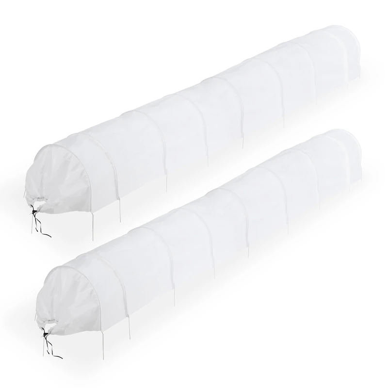 Relaxdays Plant Tunnel, 2X Set, 5 m Long, Protection Against Pests, Flower Beds, Fine-mesh Anti-Bird Net, Fleece, White, 53 x 50 x 500 cm - Image 1