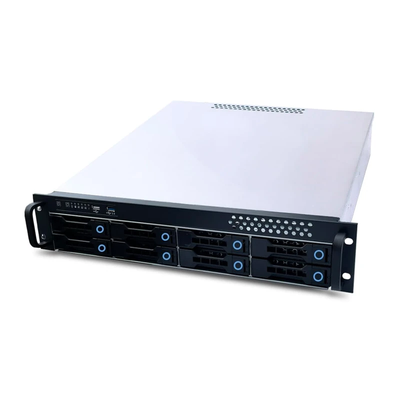 FANTEC SRC-2080X07-12G/6G-BCE 19" (48.3cm) 2U storage enclosure, 12G/6G backplane SFF-8643 for 8x SATA/SAS HDD/SSD 3.5" (8.9cm) external, 2x 2.5" internal, installation depth 550mm, black