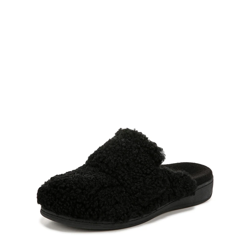 Vionic Womens Gemma II Mule Slippers with Arch Support Black Fabric UK 6 Medium Fit