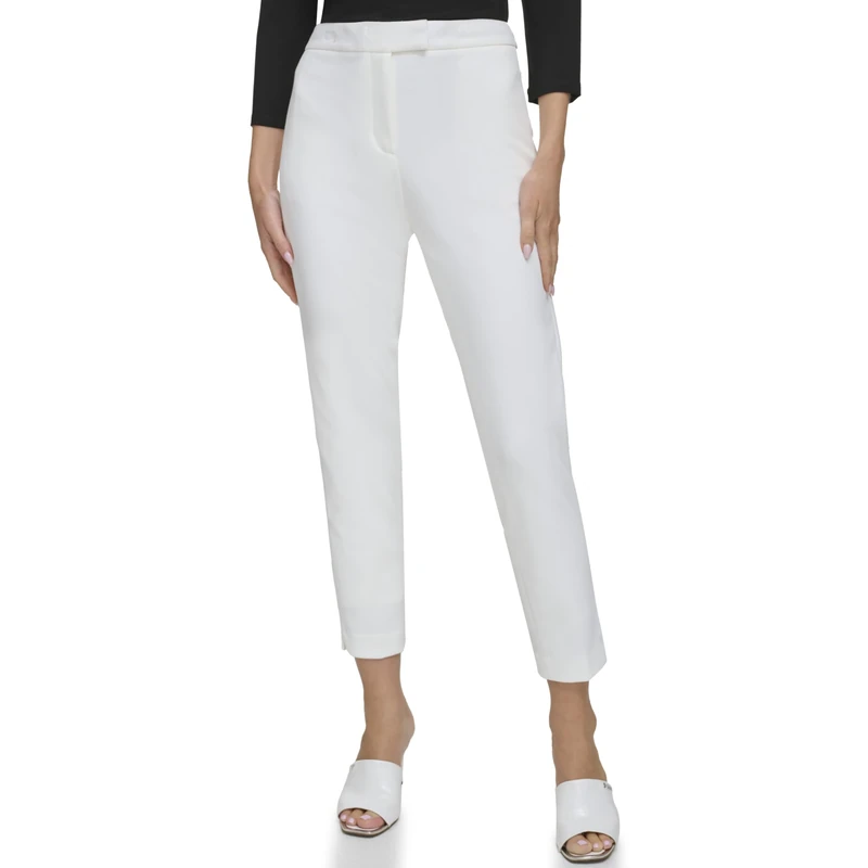 DKNY Women's Front Tab Straight Pants Business Casual, Ivory, 18 - Image 1