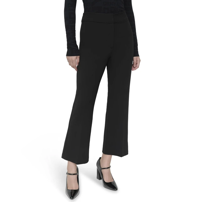 DKNY Women's High Rise Wide Leg Career Pants Business Casual, Black, 16