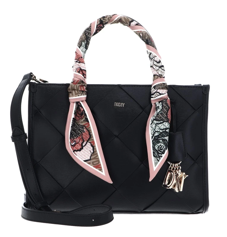 DKNY Women Perri Box Satchel, Black/Gold