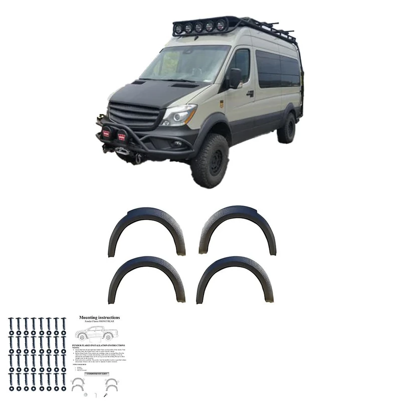 Oneway Set Fender Flares compatible with Mercedes Sprinter W906 Facelift 2014-2018 - Matt black