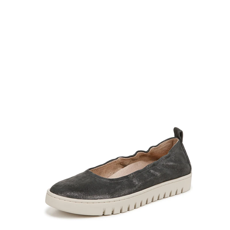 Vionic Womens Uptown Ballet Flat Ballet Medium Fit UK 5.5, Polluted Silver Leather