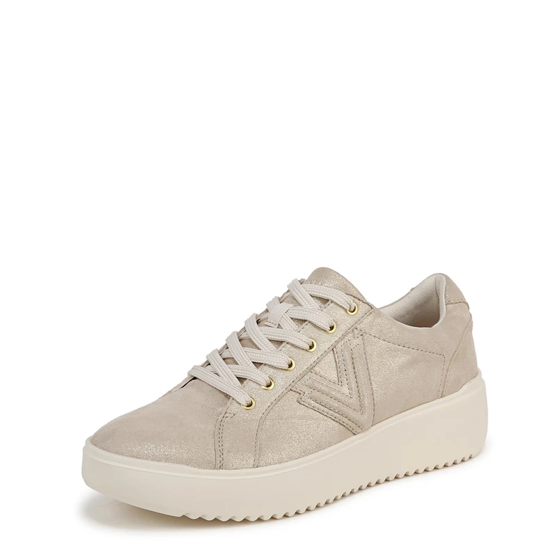 Vionic Women's Kearny Lace Up Lace-Up Trainers, Gold Metal Leather, Medium Fit, UK 5.5