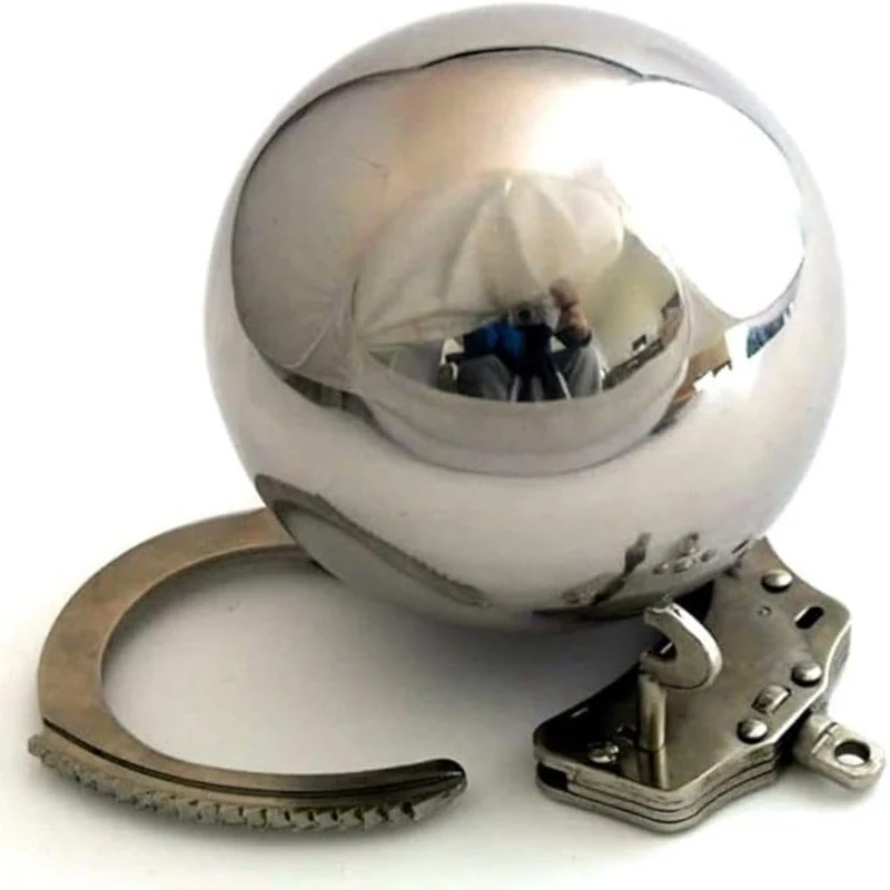 Bondage Masters Male Chastity Device Ultra Secure Ball Cage, Adjustable Handcuff Ring