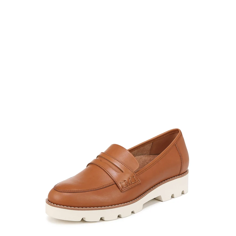 Vionic Womens Cheryl II Flat Loafers Medium Fit UK 4, Tan Brown Leather