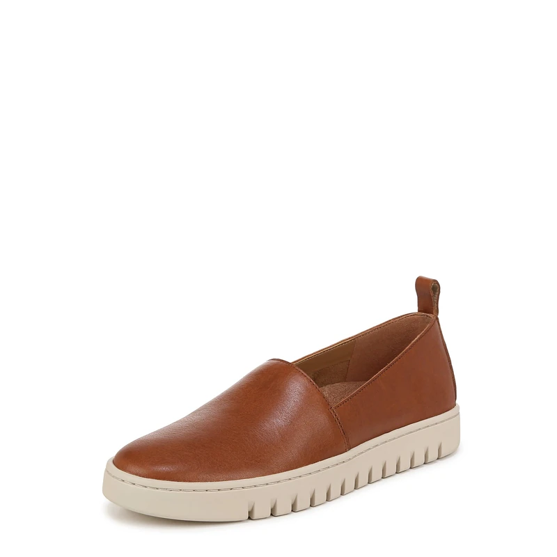 Vionic Womens Uptown A-Line Slip-On Flats Wide Fit UK 9, Tan Leather