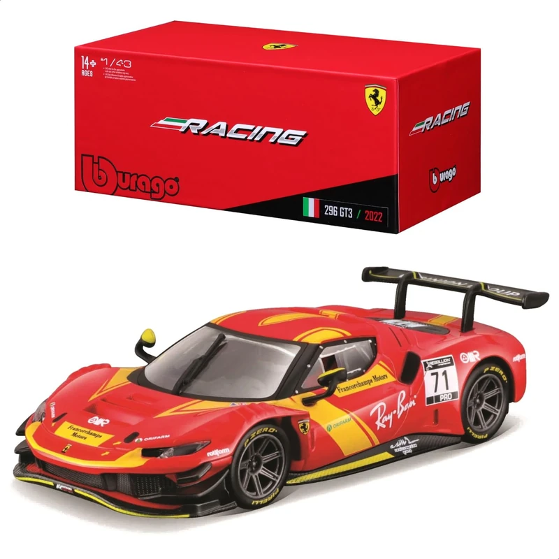 Bburago - 1/43 Ferrari Racing 296 GT3 2023 - New for 2024: Add to Your Collection the 1:43rd Scale Ferrari Signature Metal Car, capturing the Power and elegance of the 2023 GT3