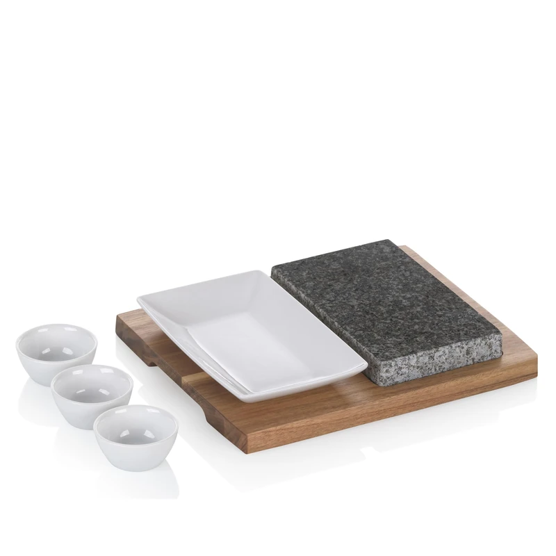 kela stone grill set 6 pcs, hot stone with serving platter, bowls & plates, lava stone steak board, hot stone grill, COUNTRY