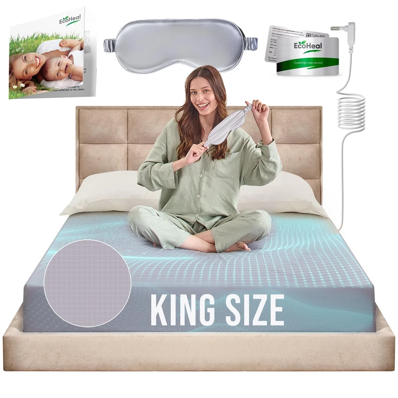 Earth Grounding Fitted Sheet King Size with 11% Silver Fiber & 4% silk & 85% Organic Cotton - Gray - Soft Earth Grounding Well Bed Sheets - Grounded Conductive Bed Sheets for Better Sleep Father Day
