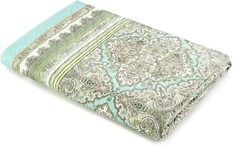 Bassetti Marechiaro 9328494 Bedspread 100% Cotton Pistachio Green V1 180 x 255 cm