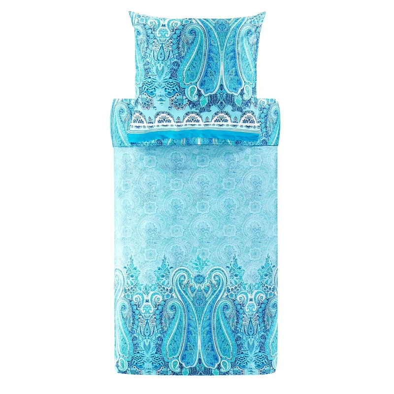Bassetti MERGELLINA 9327387 Bed Linen + 1 Pillowcase 100% Cotton Satin Ocean Blue B1 Dimensions: 135 x 200 cm