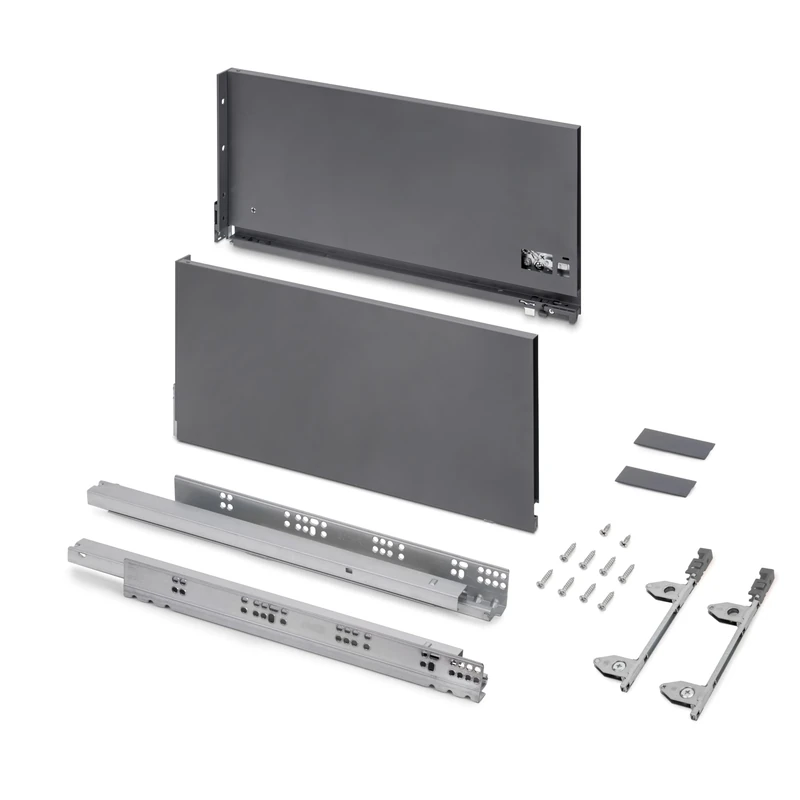 Emuca - Vertex 3D 60kg External Drawer, Height 242mm, Depth 450mm, Steel, Anthracite Grey