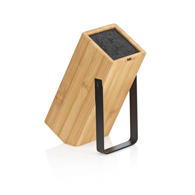 kela Kiril 11284 Knife Block FSC Certified Bamboo Wood Black with Metal Stand Exclusive Knife