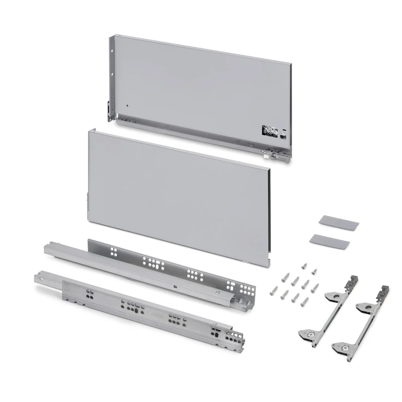 Emuca - Vertex 3D 60kg External Drawer, Height 242mm, Depth 500mm, Steel, Silver Painted