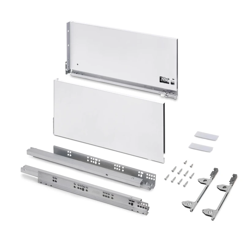 Emuca - Vertex 3D 60kg External Drawer, Height 242mm, Depth 500mm, Steel, White Painted