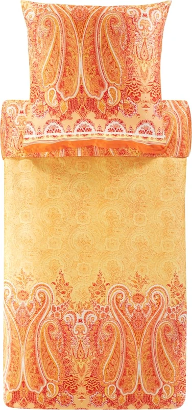 Bassetti MERGELLINA 9327388 Bed Linen + 1 Pillowcase 100% Cotton Satin Orange O1 Dimensions: 135 x 200 cm