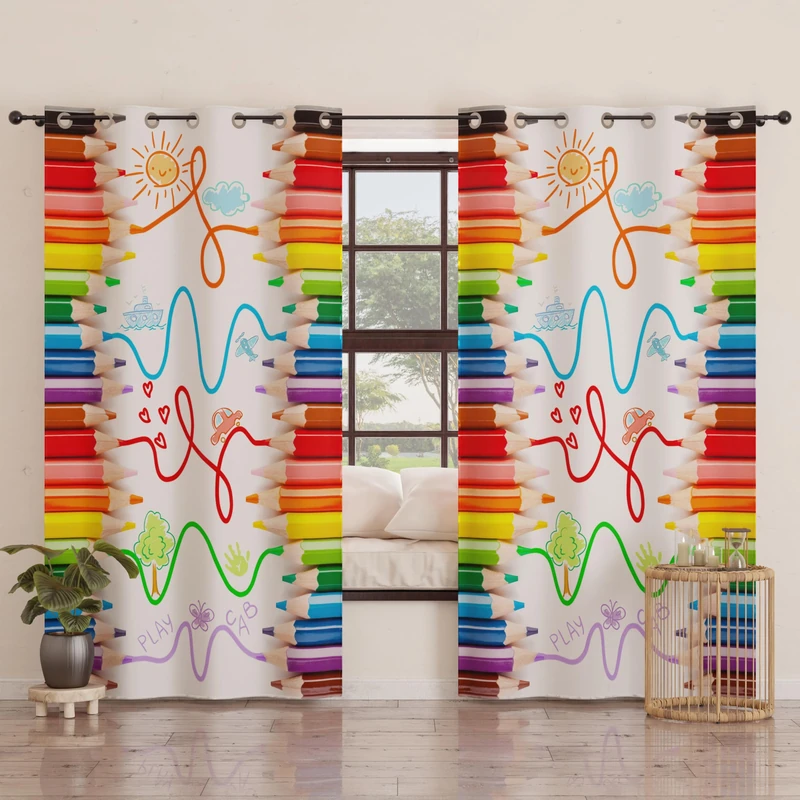 PETTI Artigiani Italiani - Panel Curtains for Interior with Rings 2 Pieces 140 x 280 cm, Blackout Curtain for Bedroom and Living Room, Insulating and Modern, Pencils, 100% Made in Italy