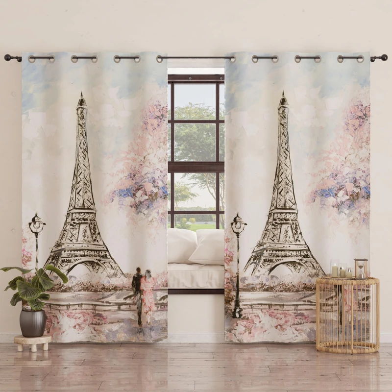 PETTI Artigiani Italiani - Panel Curtains for Interior with Rings 2 Pieces 140 x 280 cm, Blackout Curtain for Bedroom and Living Room, Insulated and Modern, Paris, 100% Made in Italy