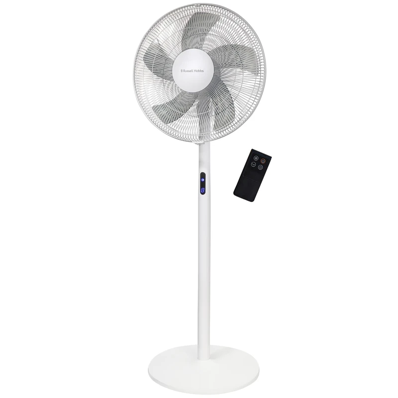 Russell Hobbs Tower Fan in White Electric 3 in 1 Pedestal Fan with LED Display & Remote, Tall Standing Fan, 1.3m Height, 8 Speed Settings, Oscillating, 48W, 2 Year Guarantee RHMPF3IN1