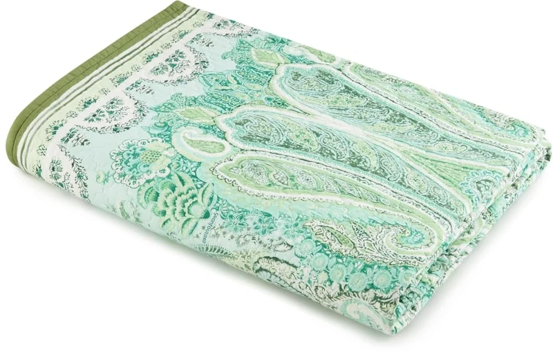 Bassetti MERGELLINA 9328466 Bedspread 100% Cotton in Green V1 Dimensions: 180 x 255 cm