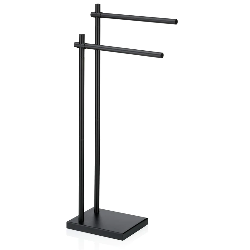 kela towel rail upright 79cm, height-adjustable, towel rail with 2 bars, DEVIN, metal powder-coated, towel rail black matt