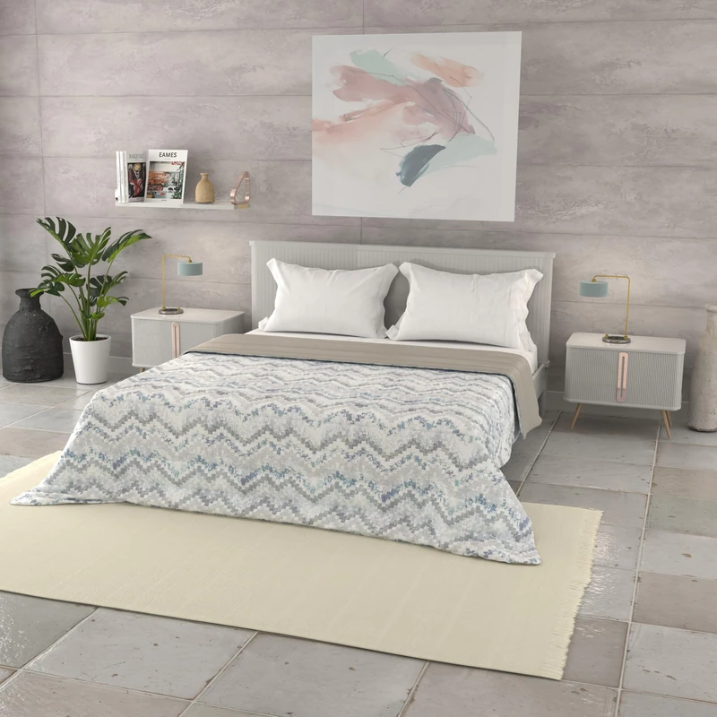 Italian Bed Linen BASIC Line Summer Quilt Made in Italy Printed Soft Microfibre Bedspread – Spring Summer Mid-Season Quilt – Jakarta, Double 250 x 240 cm
