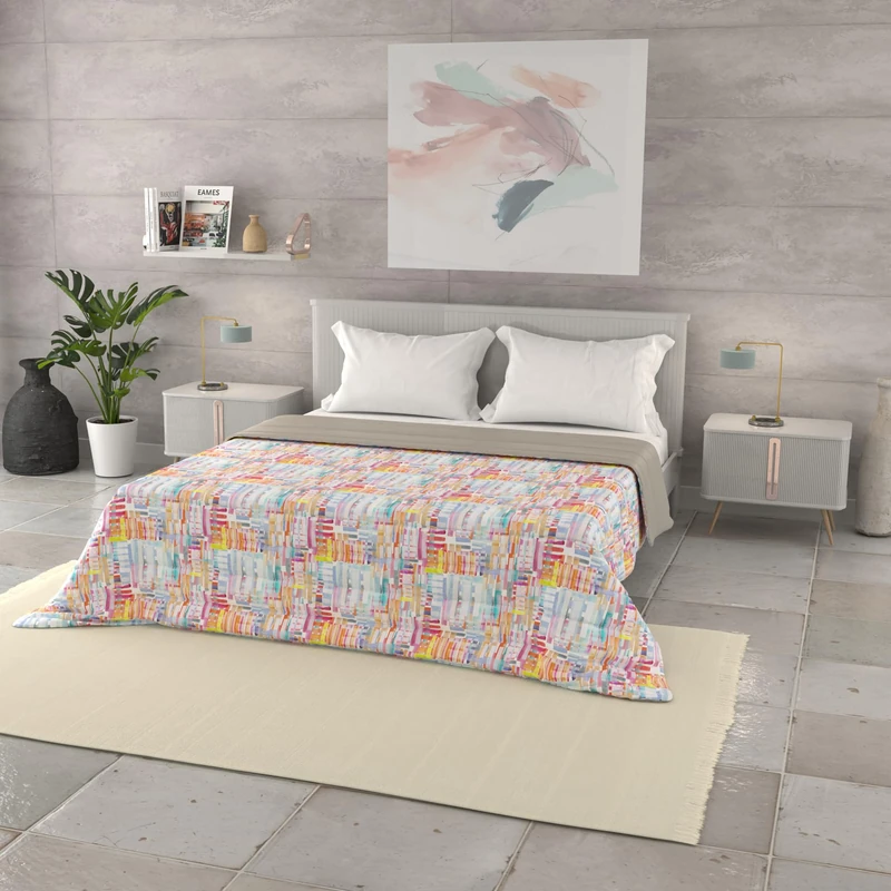 Italian Bed Linen BASIC Francis Printed Summer Quilt, Microfibre, Double 250 x 240 cm