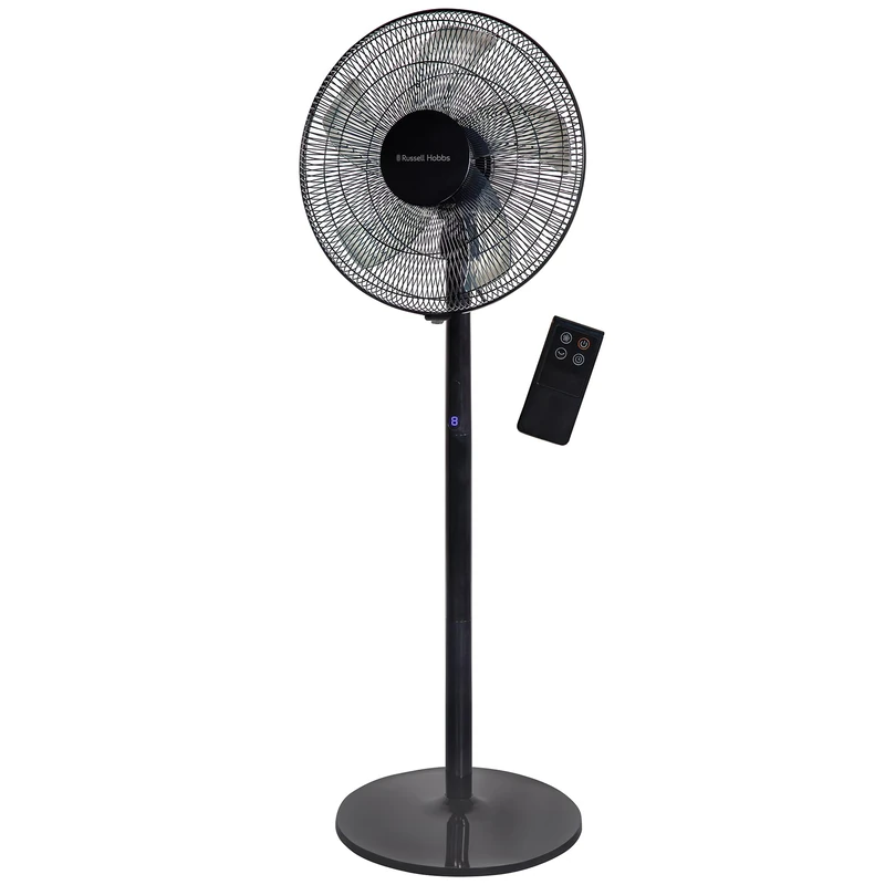 Russell Hobbs Tower Fan in Black - 3 in 1 Pedestal Fan with LED Display & Remote, 1.3m Height, 8 Speed Settings, Oscillating, 48W, 2 Year Guarantee