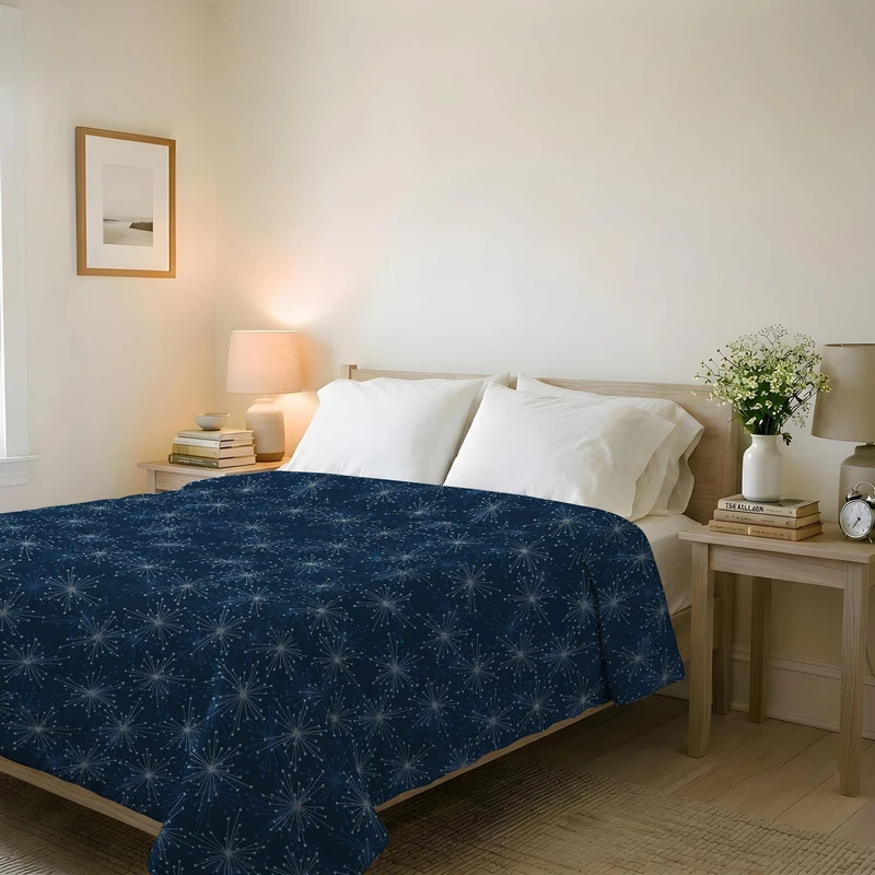 Italian Bed Linen BASIC Fireworks Printed Microfibre Summer Quilt, Double 250 x 240 cm