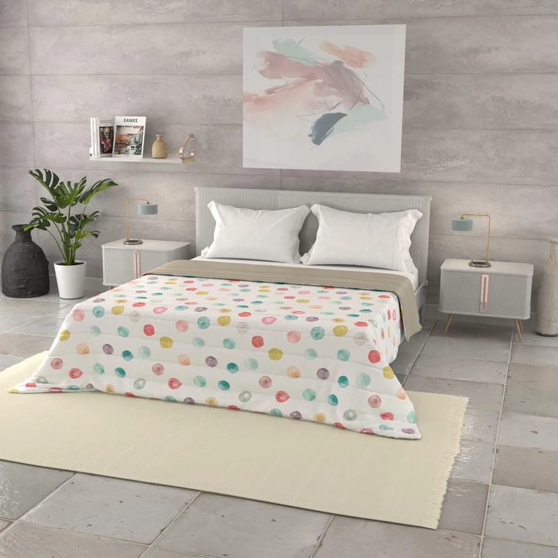 Italian Bed Linen BASIC Printed Summer Quilt, Microfibre, Balloon, Double 250 x 240 cm