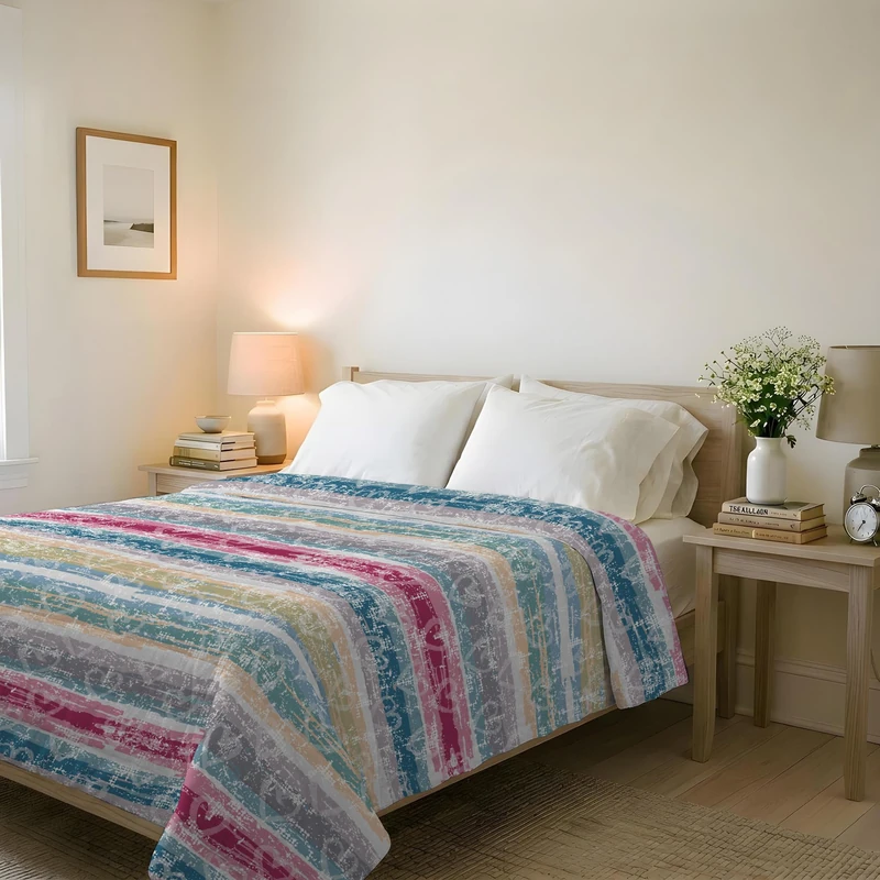 Italian Bed Linen BASIC Love Lines Printed Summer Quilt Microfibre Double 250 x 240 cm