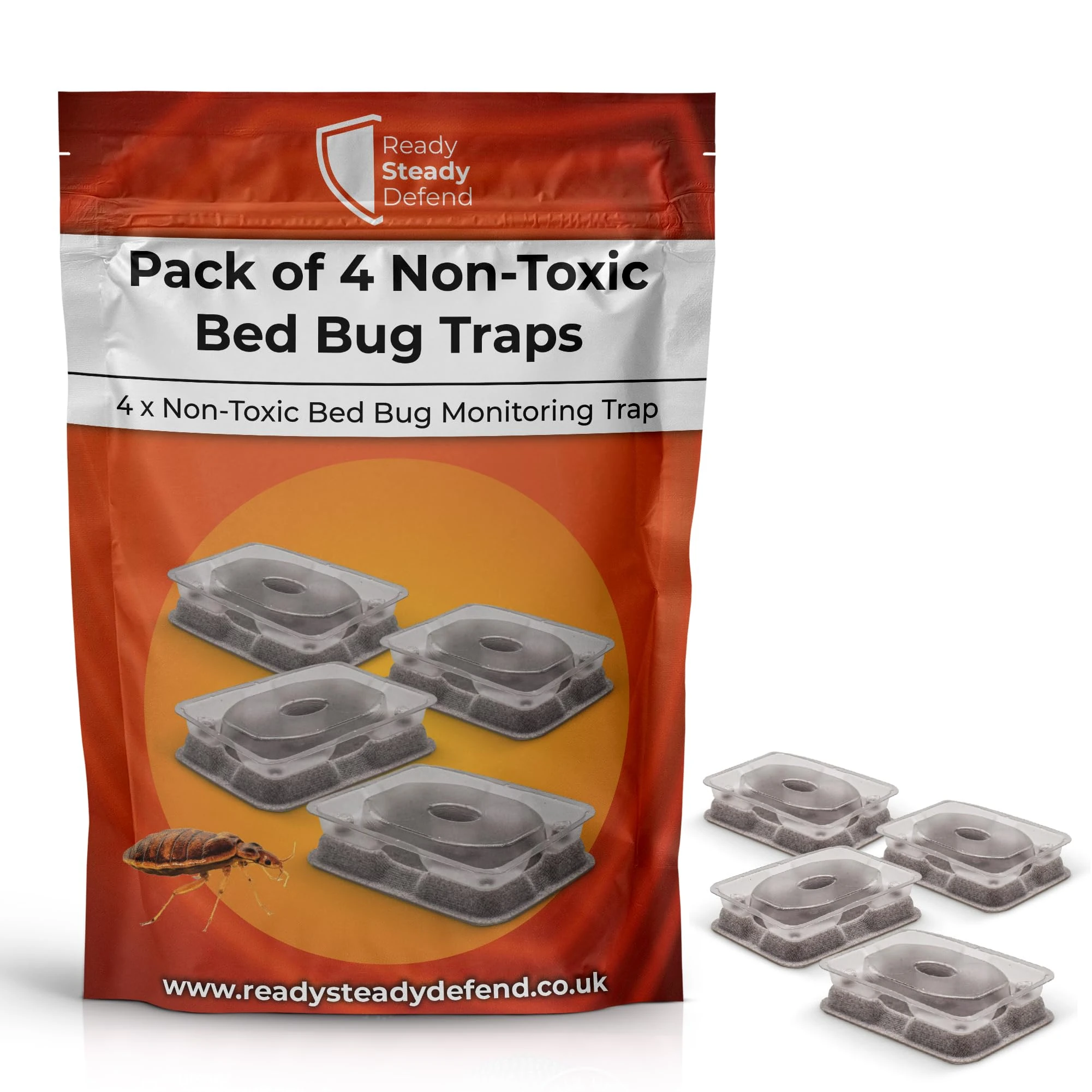 Bed Bug Traps, Pack of 4 - Early Detection & Superior Trapping Technology, Non-Toxic, Eco-Friendly, Ideal for Home & Travel