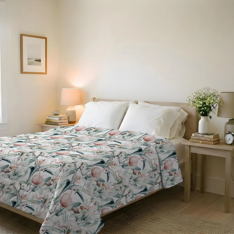 Italian Bed Linen BASIC Denny Denny Printed Summer Quilt, Microfibre, Double 250 x 240 cm