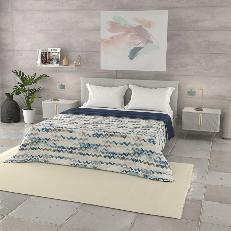 Italian Bed Linen BASIC Printed Summer Quilt, Microfibre, Modern Sky, Double 250 x 240 cm