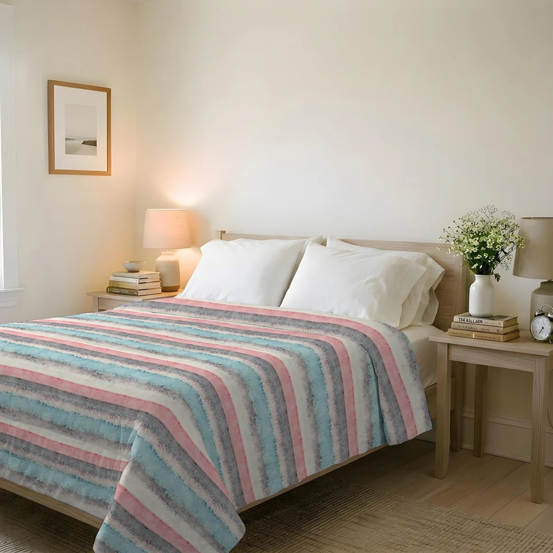 Italian Bed Linen BASIC Printed Summer Quilt, Microfibre, Sarah, Double 250 x 240 cm