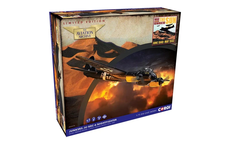 Corgi AA36714 Junkers Ju-88C-6, R4+HH, Gerhard Böhme Model Airplane - Diecast Planes & Aircraft Models for Ages 6+, Die Cast Plane, Toy Airplanes - Gift for Young Aviation Fans, Birthday Gifts for Him