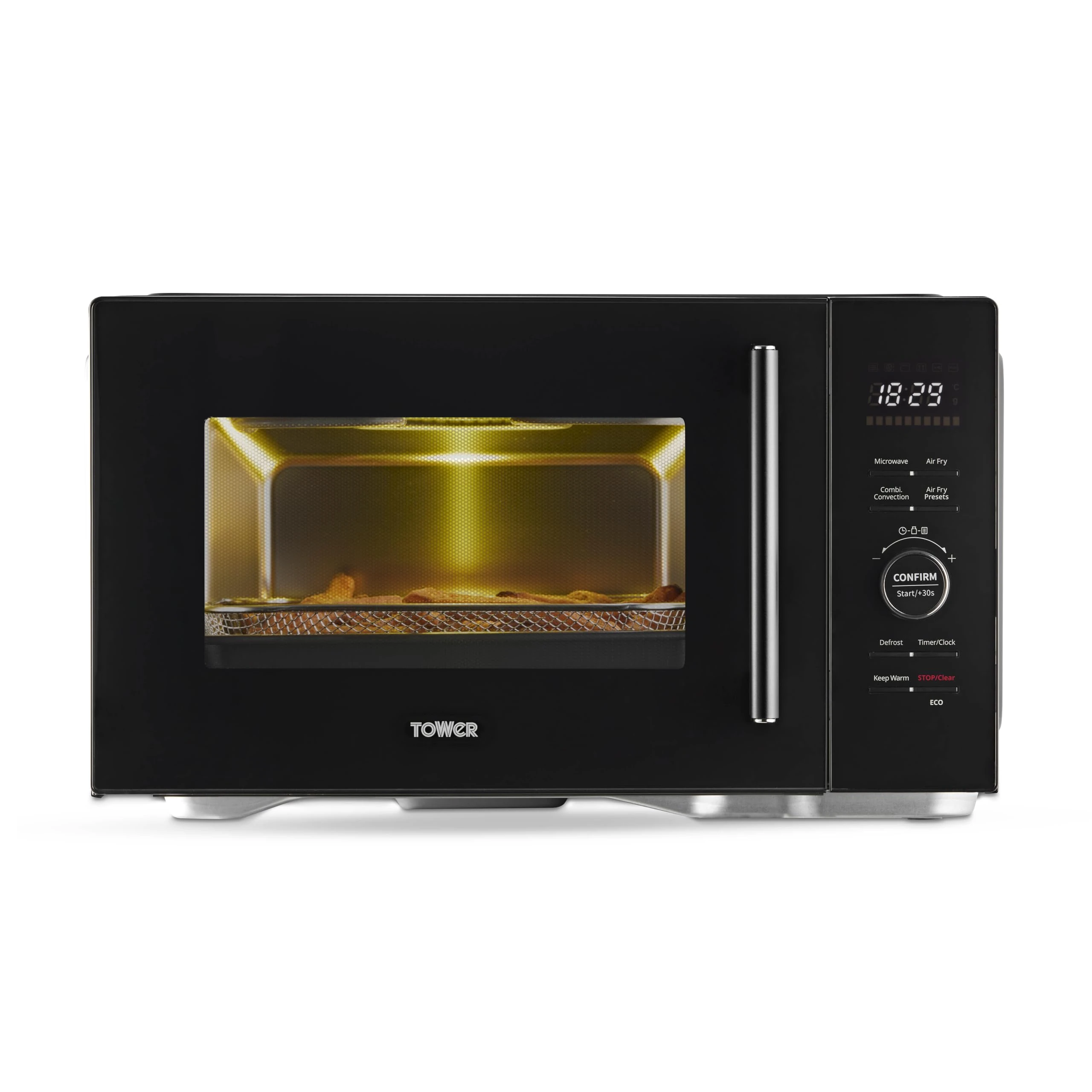 Tower T17133 AirWave Pro Oven 2-in-1 Microwave & Air Fryer with Digital Display Vortx Technology, Magnawave Technology, 20 Cooking Pre-sets, 26L, 900W, Black