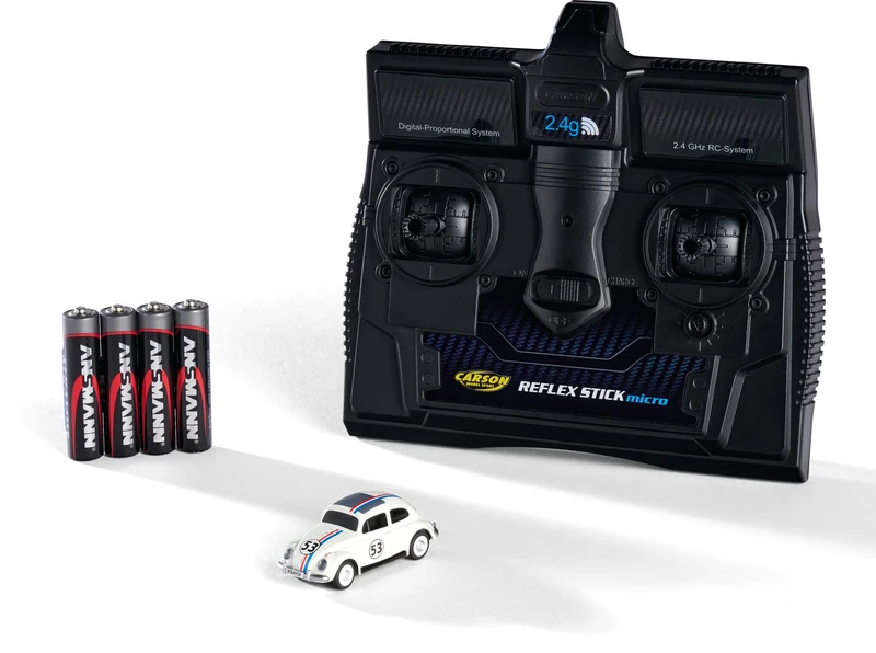 Carson 500504153 1:87 VW Beetle Rallye 2.4G 100% RTR - Ready-to-Drive Model, RC Car, H0 Car, RC Model, Diorama Vehicle